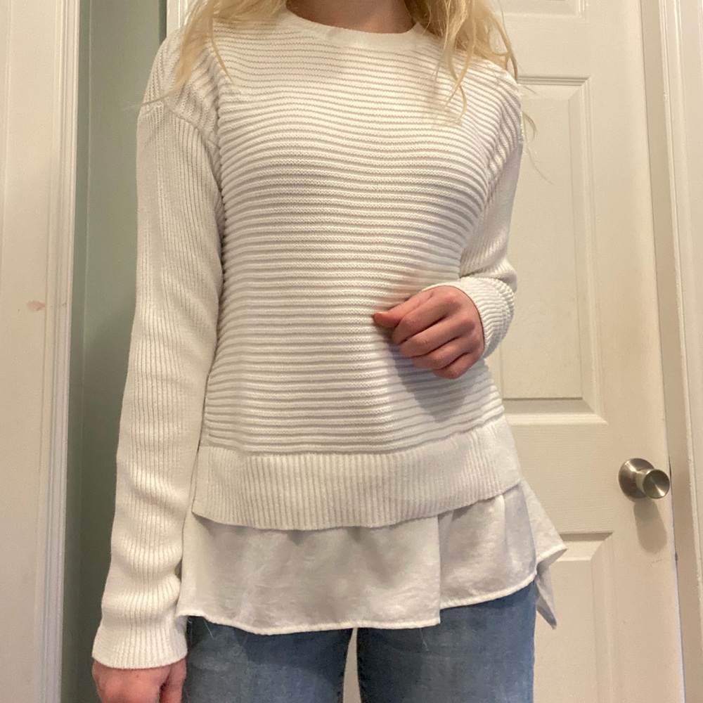 super soft white layered sweater